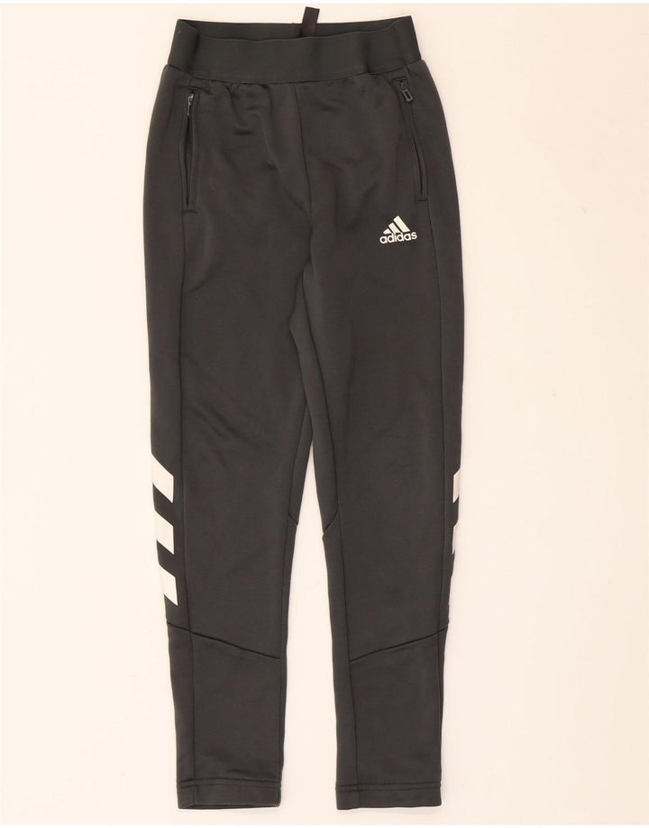 ADIDAS Boys Tracksuit Trousers 9-10 Years  Black Colourblock