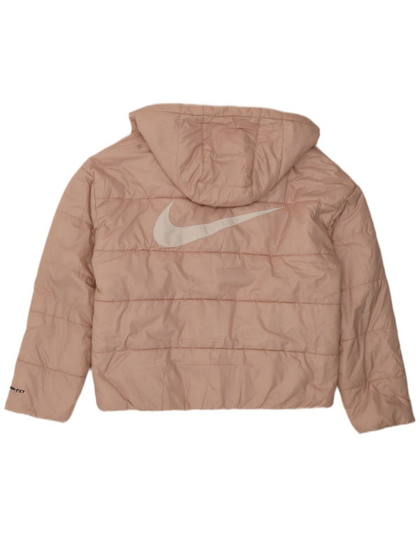 Jachetă căptușită cu glugă Nike Therma-Fit Graphic pentru femei UK 14 Roz mediu