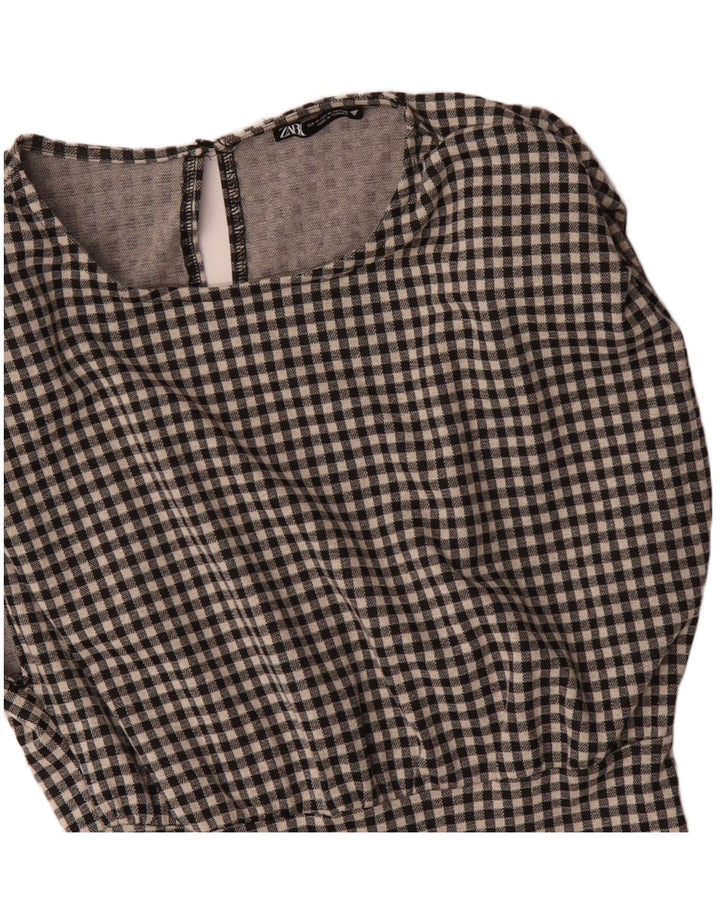 Rochie rotativă fără mâneci pentru femei Zara UK 14 Medium Black Gingham Bumbac