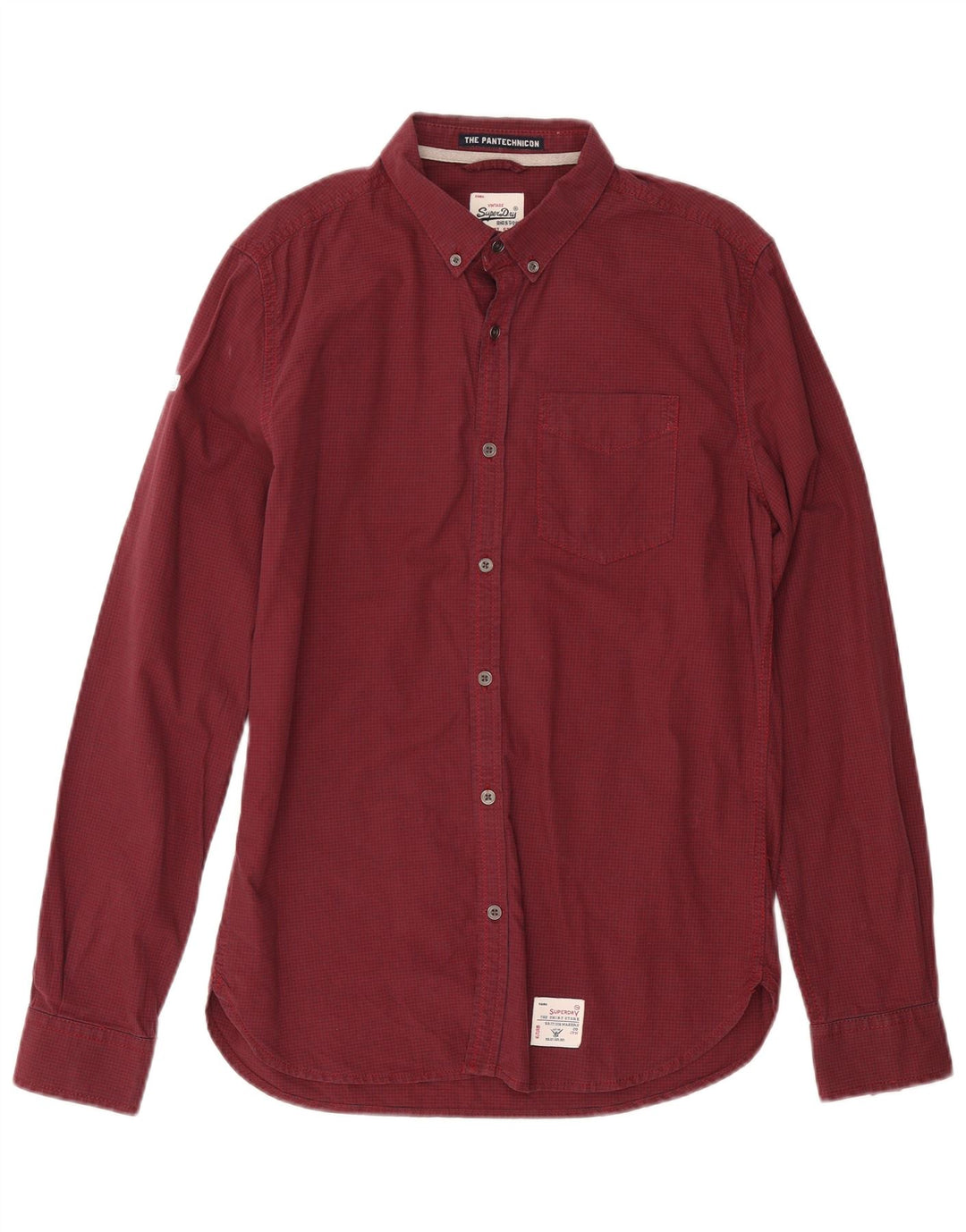 Cămașă pentru bărbați Superdry, bumbac vichy burgundy mediu