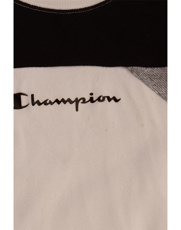 Pulover grafic pentru bărbați Champion Pulover mediu alb din bumbac color bloc