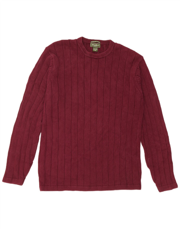 Pulover pentru bărbați înalt cu gât crew Eddie Bauer, bumbac burgundă mediu