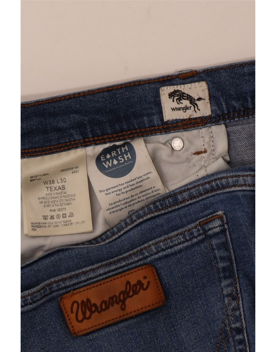 Blugi drepte pentru bărbați Wrangler Texas W38 L30 Bumbac albastru