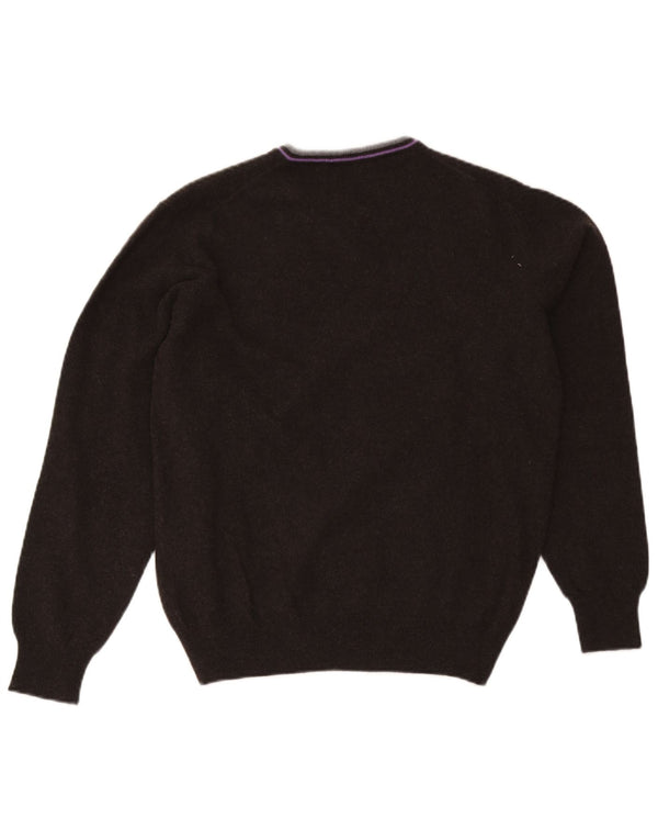 Fred Perry Pulover cu decolteu în V pentru bărbați, XL, lână neagră