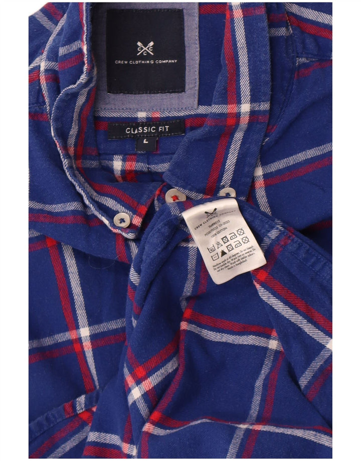 Crew Clothing Cămașă de flanel pentru bărbați, mare, albastru, din bumbac
