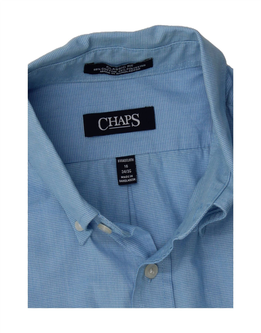 CHAPS Mens Classic Fit Shirt Size 16 Large Blue Houndstooth Cotton Vintage Chaps and Second-Hand Chaps from Messina Hembry 