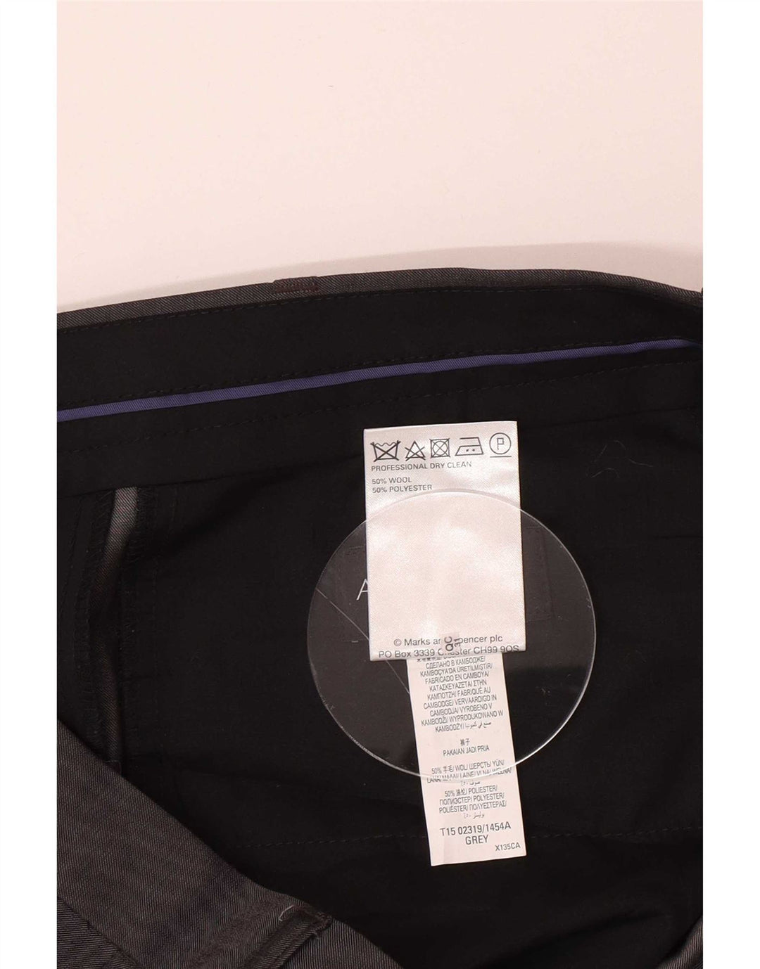 Marks & Spencer Pantaloni de costum drept autograf pentru bărbați L36 L31 Lână gri