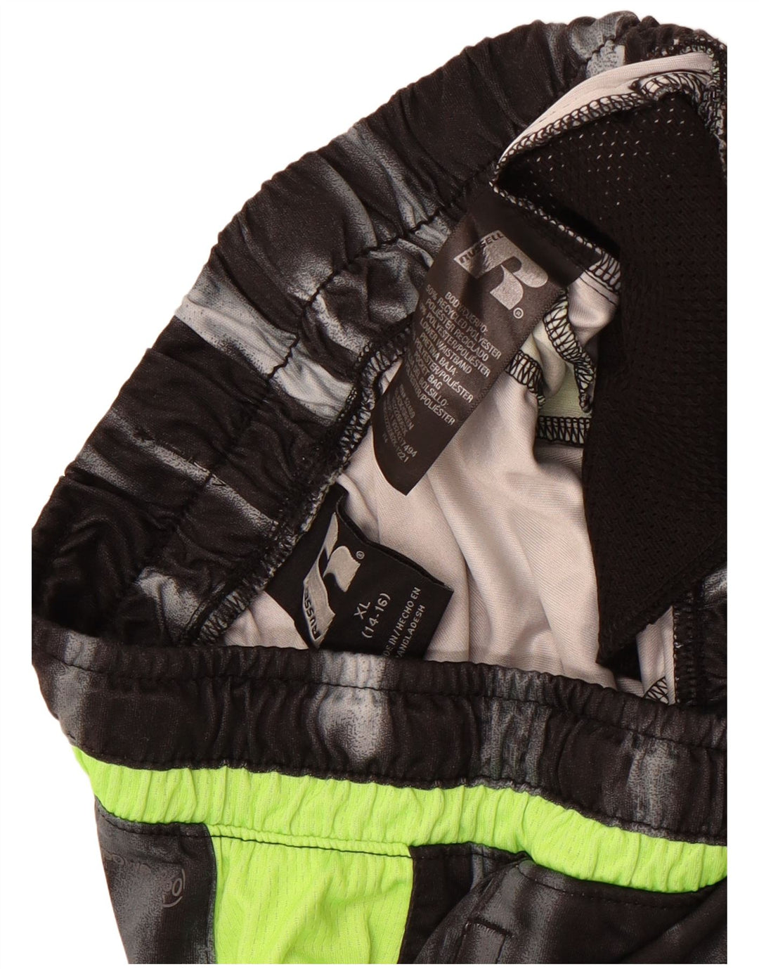 Pantaloni scurți sport Russell Athletic pentru băieți 14-15 ani XL poliester cu vopsea cravată neagră