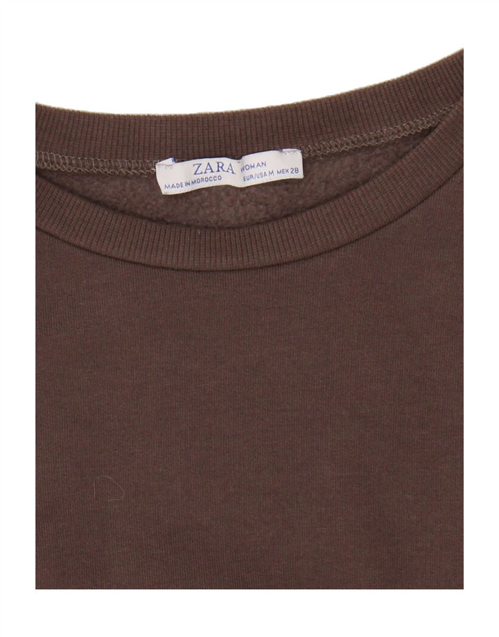 ZARA Womens Sweatshirt Jumper UK 14 Medium Brown Polyester Vintage Zara and Second-Hand Zara from Messina Hembry 