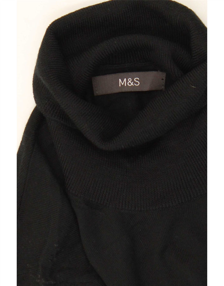 Pulover pentru bărbați Marks & Spencer cu gât rulat din lână merinos neagră medie