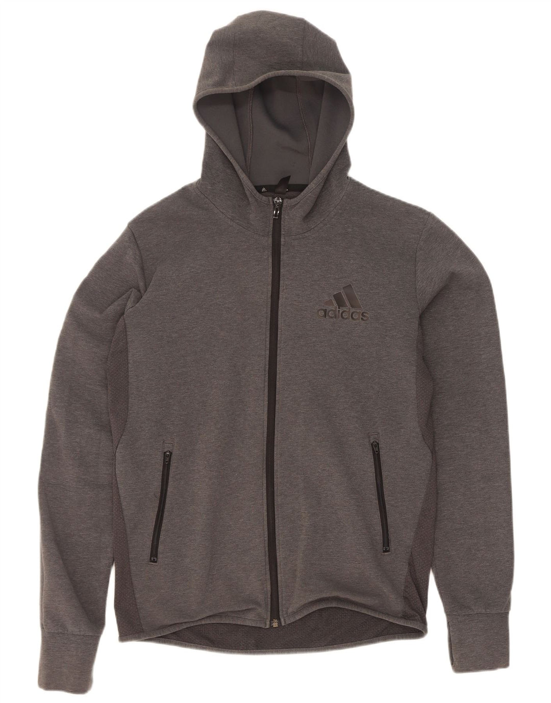 Pulover Adidas pentru bărbați, cu fermoar, bumbac, gri mediu