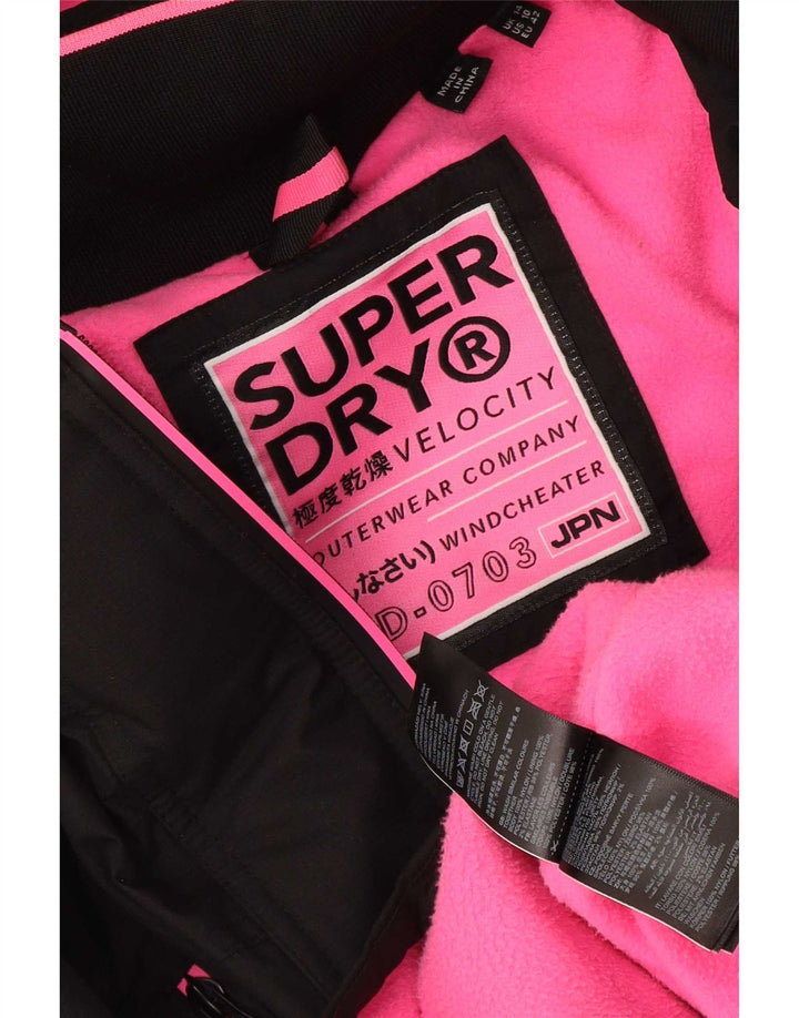 Jachetă Windbreaker cu glugă Superdry pentru femei UK 14 Large Black