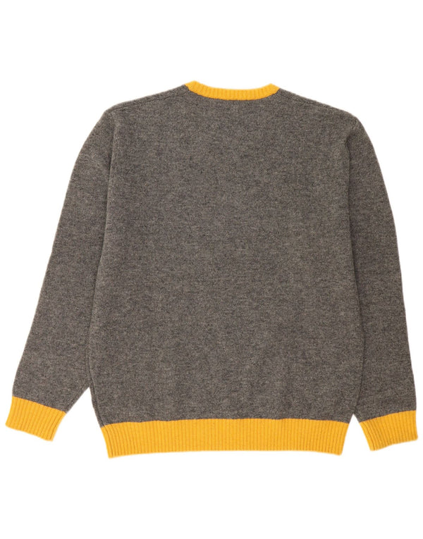 Pulover pentru bărbați Kappa cu decolteu în V, XL, lână color bloc, gri