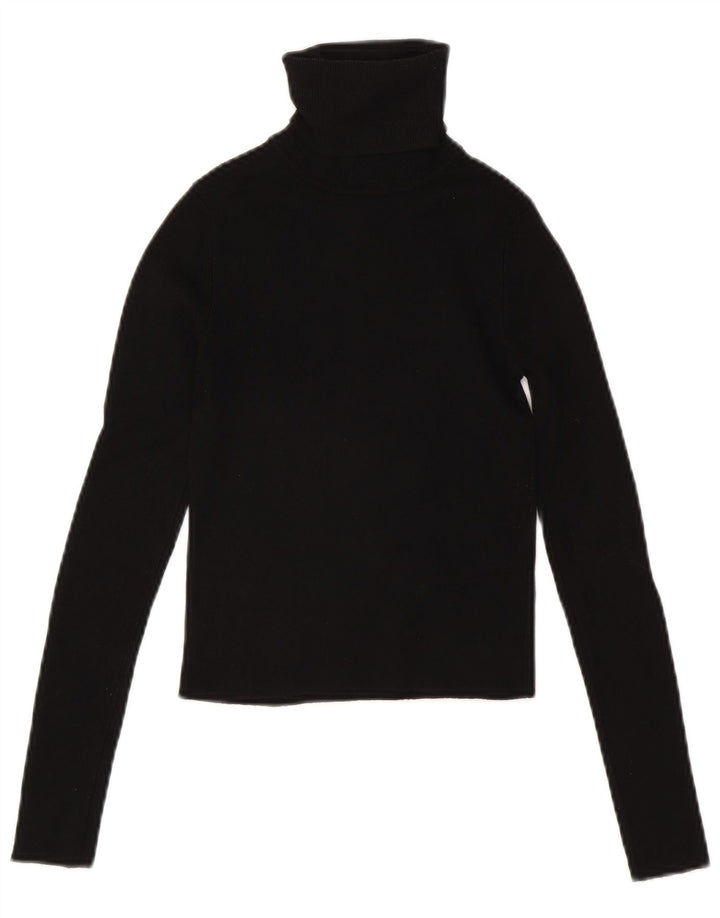 Crop Top pentru femei Zara cu mânecă lungă UK 8 mic, negru, viscoză