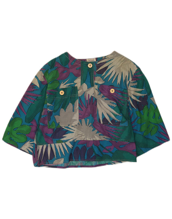 Bluză Vintage pentru femei Crop cu mâneci 3/4 IT 42 Medium Multicolor Floral