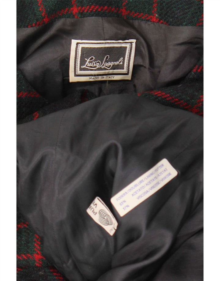 Sacou blazer pentru femei Luisa Spagnoli, cu 5 nasturi, UK 14, lână mare cu carouri, verzi