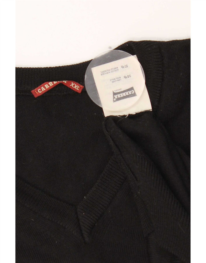 Pulover pentru bărbați Carrera cu decolteu în V, 2XL, lână neagră