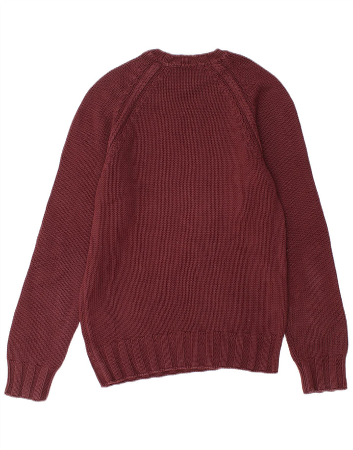 Pulover pentru bărbați Zara, cu gât crew, bumbac mediu burgundă