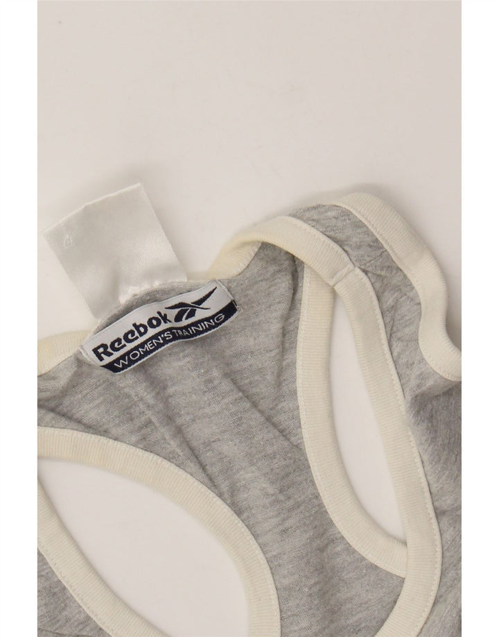 Reebok Crop Graphic Vest Top pentru femei UK 12 Medium Grey Flecked Bumbac