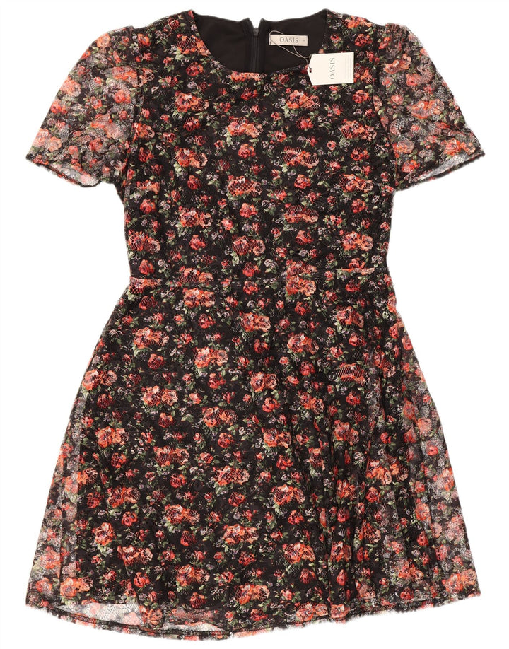 Rochie A-Line Oasis pentru femei UK 12 Medium Negru Floral Poliester