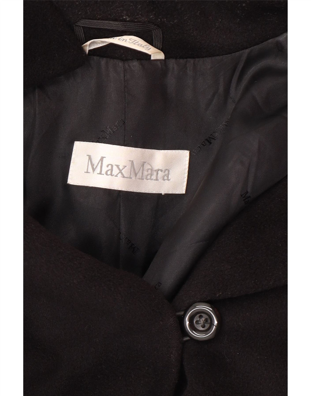 MAX MARA Palton pentru femei UK 8 Mic Negru Lână Clasic