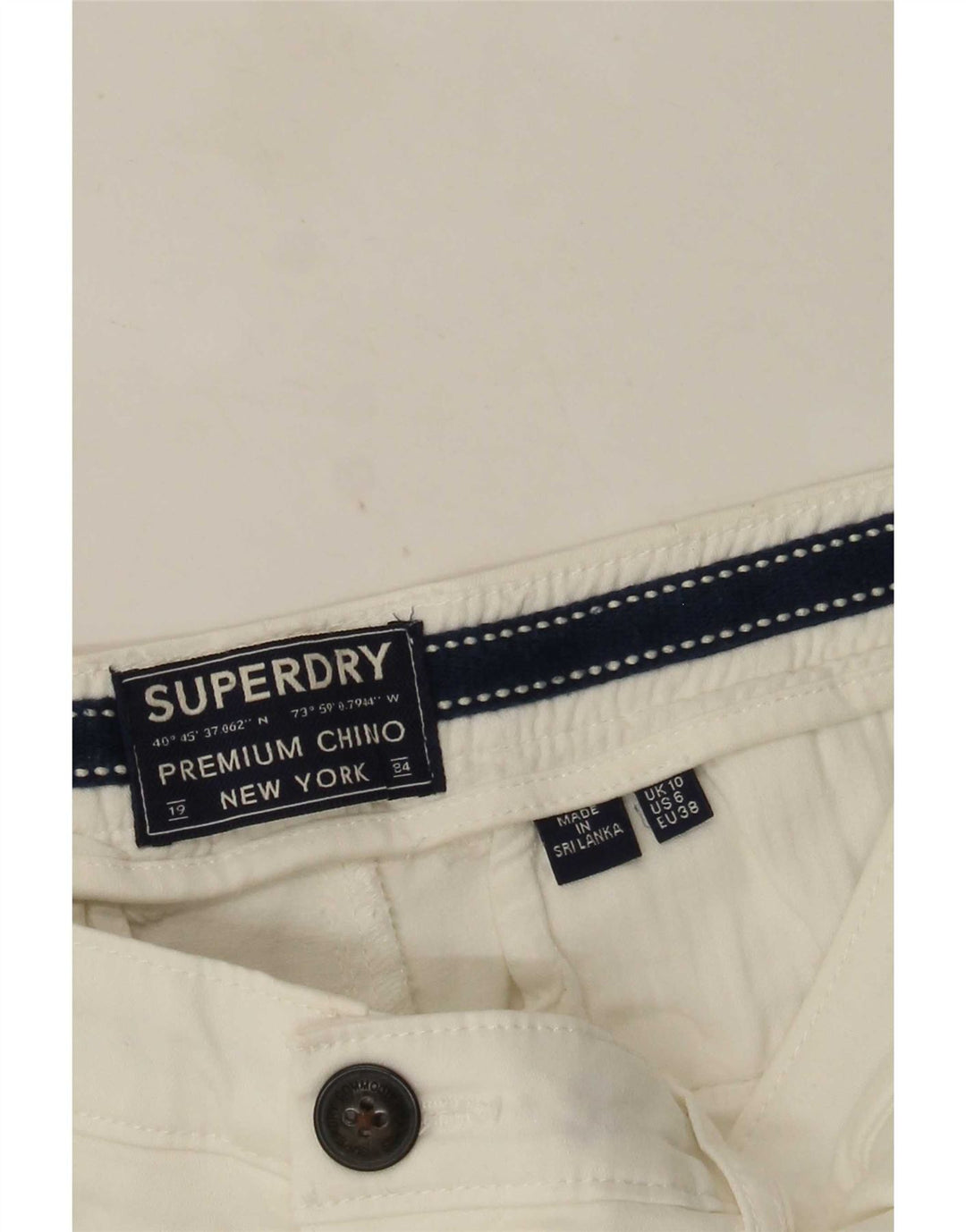 Pantaloni scurti Superdry Femei Regular Chino UK 10 Small W30 White