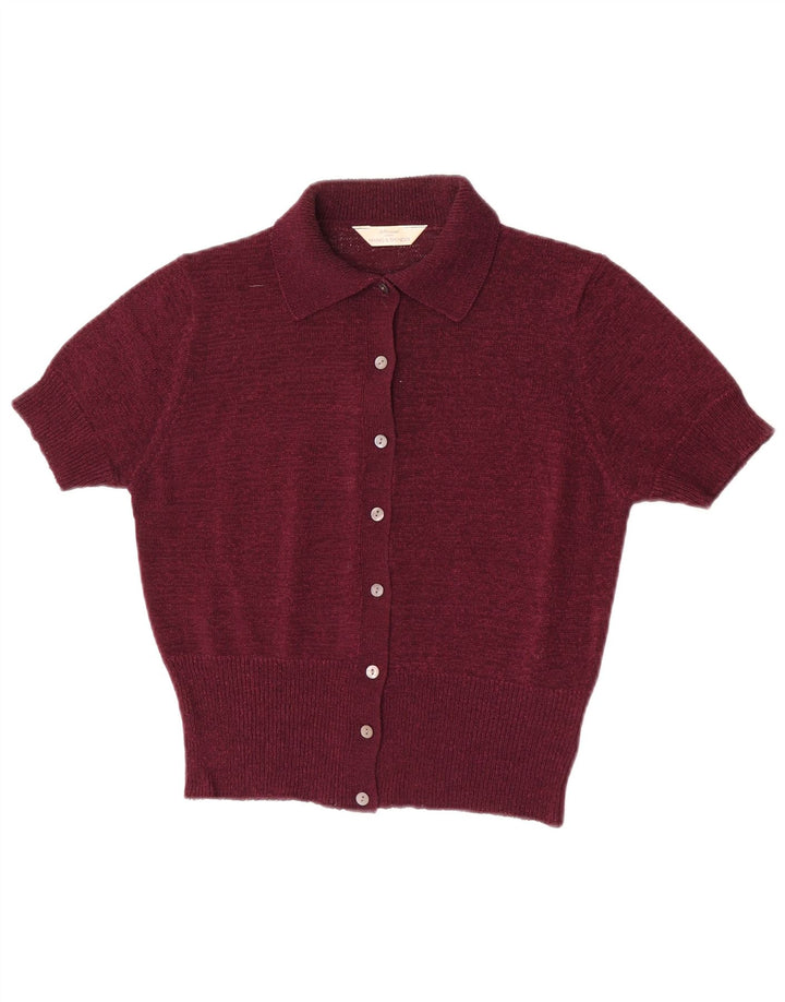 Pulover cardigan crop pentru femei Marks & Spencer UK 14 Burgundy mediu