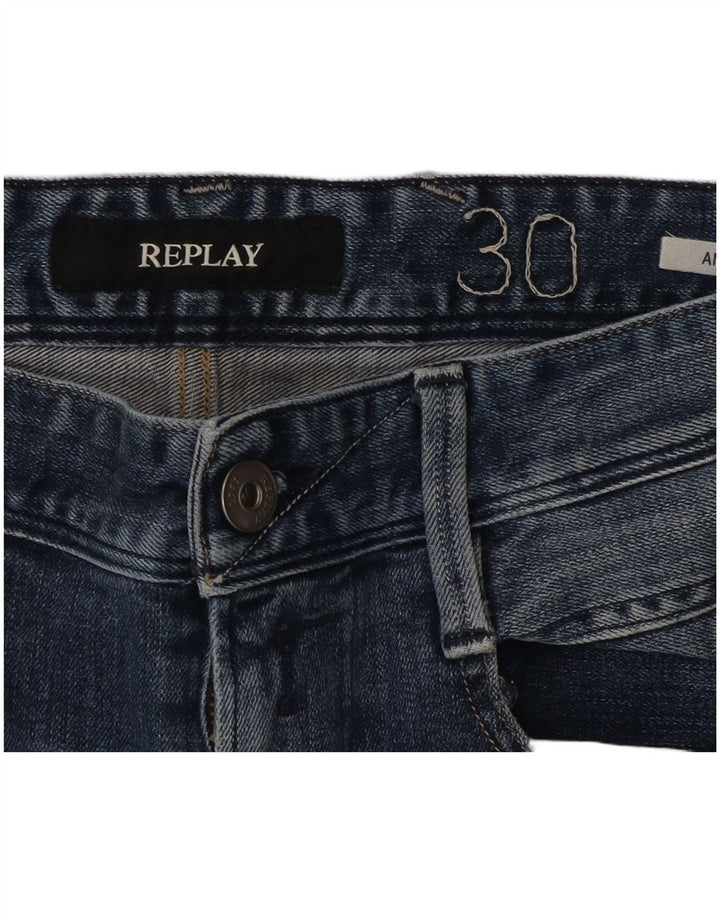 REPLAY Blugi slim Anbass distressed pentru femei W30 L31 albastru