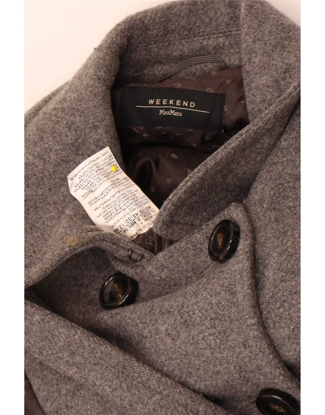 Max Mara Manton dublu de weekend pentru femei UK 12 Mediun Gri Lână