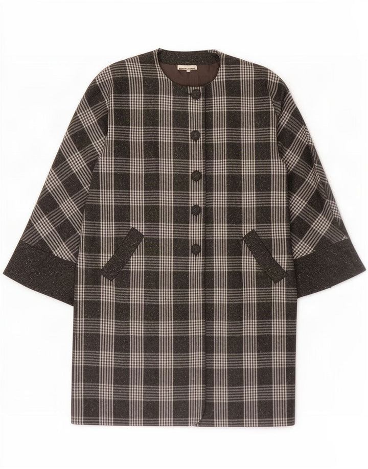 Pardesiu de damă vintage IT 48 XL gri angora cu carouri