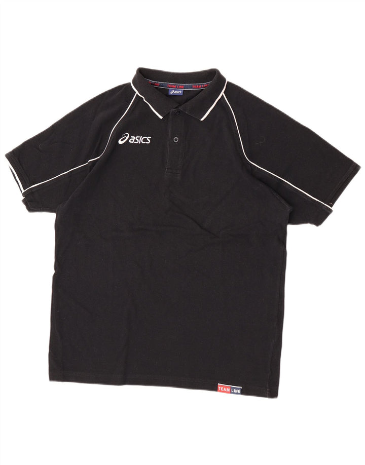 Tricou polo cu grafic ASICS pentru bărbați, bumbac negru mare