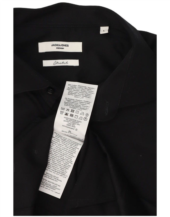 Cămașă Jack & Jones pentru bărbați, mare, negru, bumbac