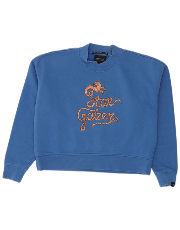 Scotch & Soda Pulover supradimensionat cu grafic pentru femei UK 10 Small Blue