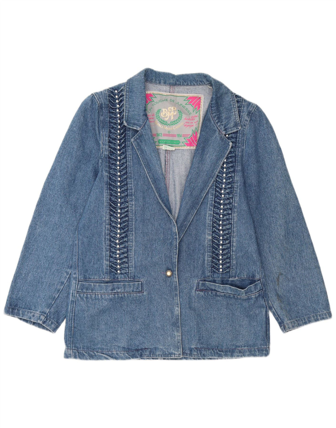 Bianca Maria Caselli Jachetă Blazer Denim pentru Femei 1 Buton UK 10 Small Blue