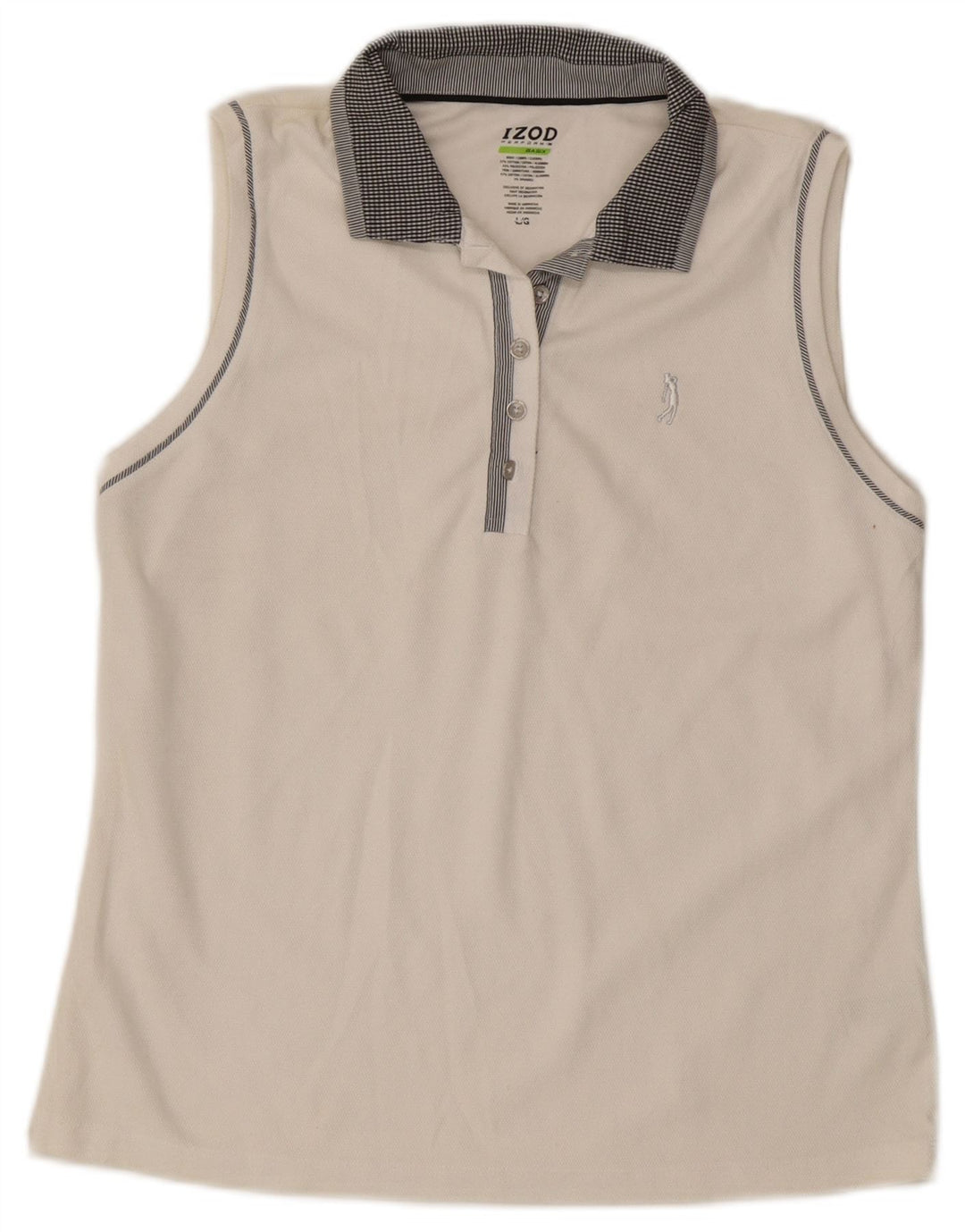 IZOD Tricou polo fără mâneci pentru femei UK 14, mare, alb, bumbac