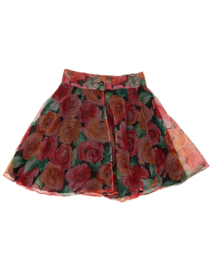 Fusta Mini Circulară Vintage pentru Femei W25 Poliester Floral Multicolor Mic