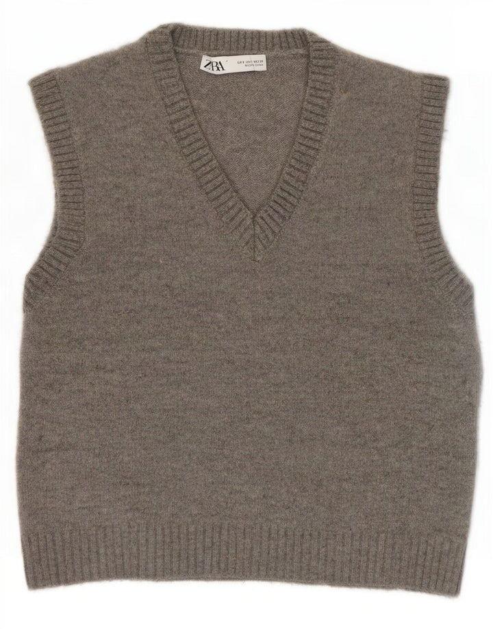 Vesta Zara Femei Tank Top UK 10 Small Gri