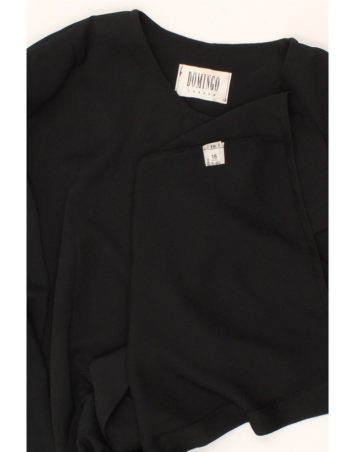 DOMINGO Womens Longline 6 Button Blazer Jacket UK 16 Large  Black Vintage Domingo and Second-Hand Domingo from Messina Hembry 
