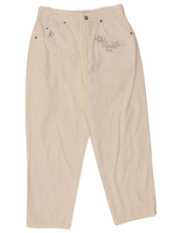 Roccobarocco Pantaloni Capri cu talie înaltă pentru femei IT 44 Medium W26 L22 Alb