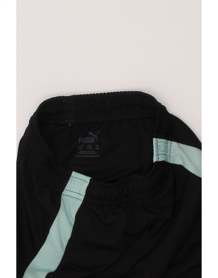 Pantaloni scurți sport PUMA pentru băieți 7-8 ani, negru, poliester color bloc