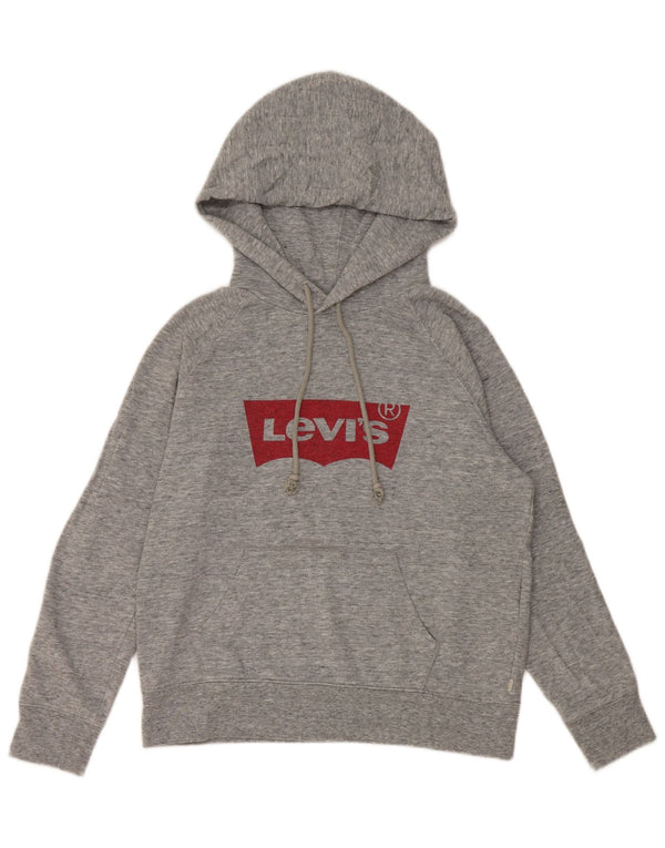 Pulover cu glugă supradimensionat cu grafic Levi's pentru femei UK 10 Small Gri Flecked