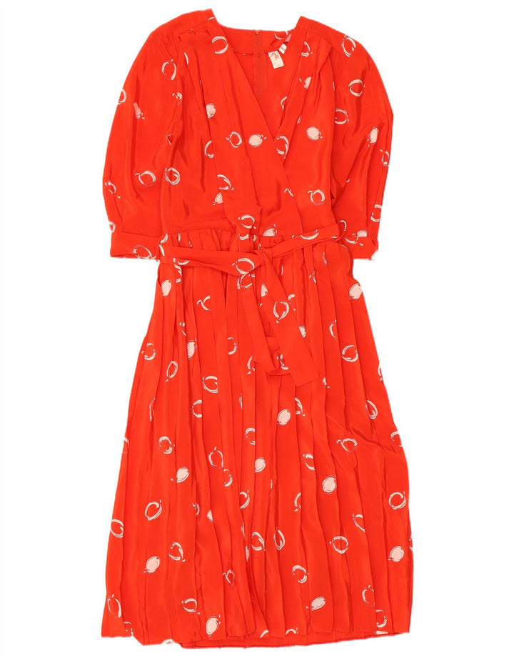 Rochie maxi cu mâneci 3/4 pentru femei vintage cu model abstract EU 42 roșu mare