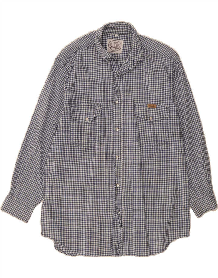 WRANGLER Mens Shirt Small Blue Gingham Cotton Vintage Wrangler and Second-Hand Wrangler from Messina Hembry 