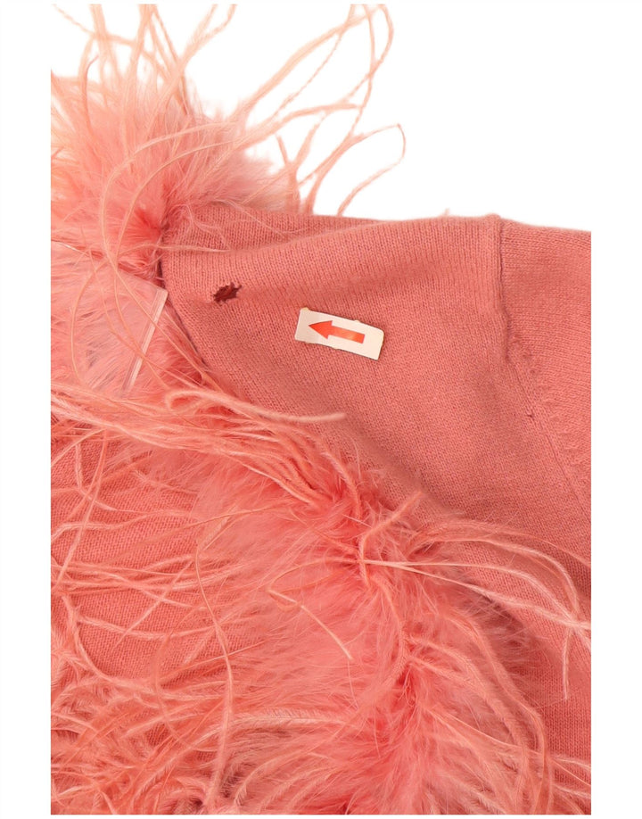 Pulover cardigan pentru femei Monsoon cu mâneci 3/4 UK 18 XL Lână roz