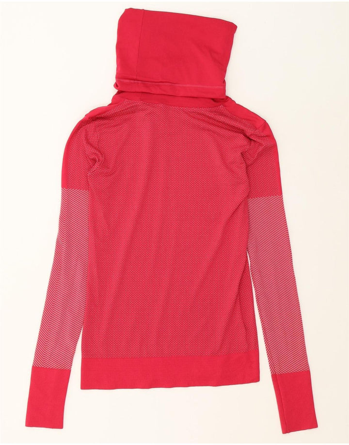 NIKE Womens Roll Neck Top Long Sleeve UK 8 Small Red Striped Polyester Vintage Nike and Second-Hand Nike from Messina Hembry 