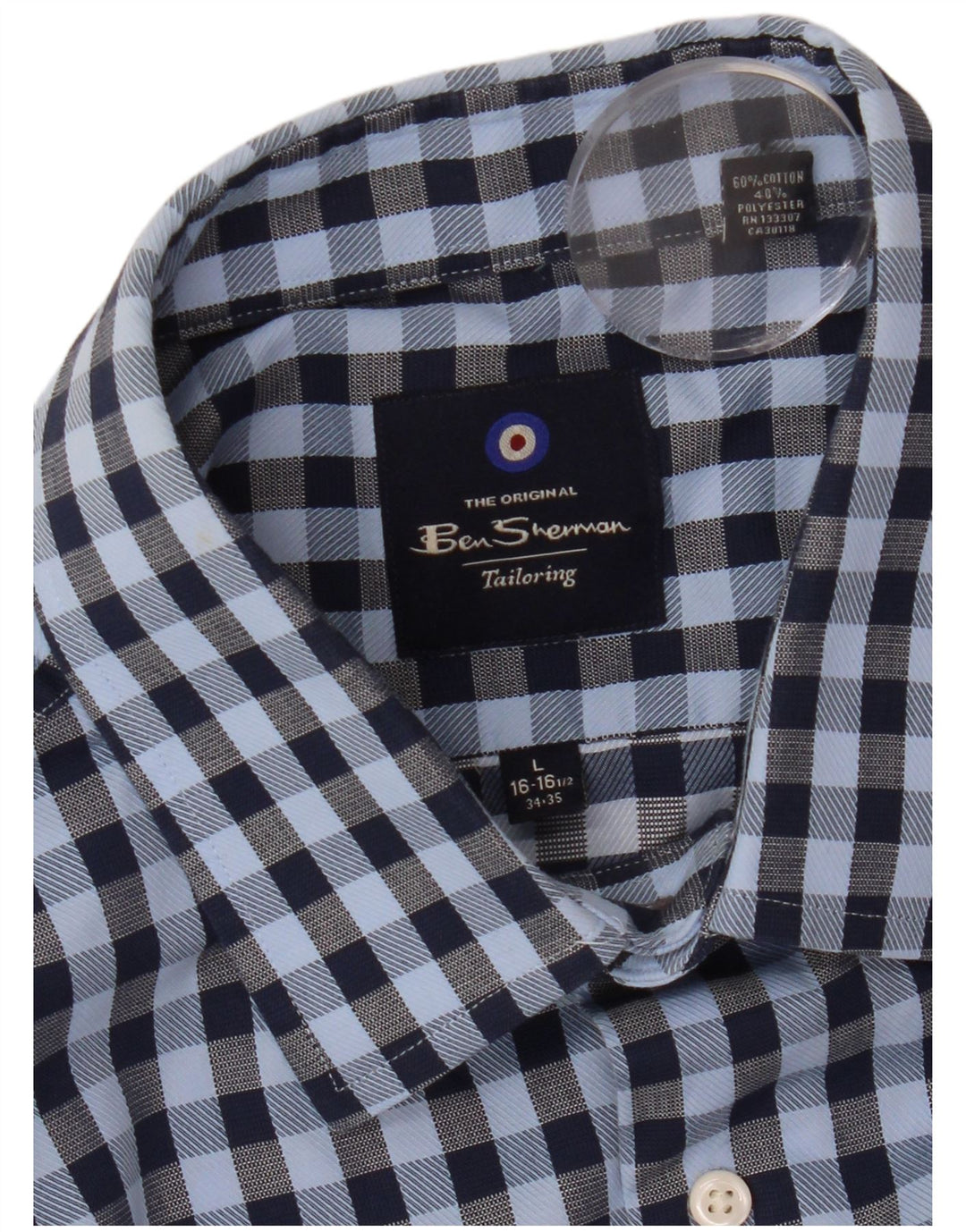 Cămașă pentru bărbați Ben Sherman Mărimea 16 1/2 mare din bumbac vichy albastru