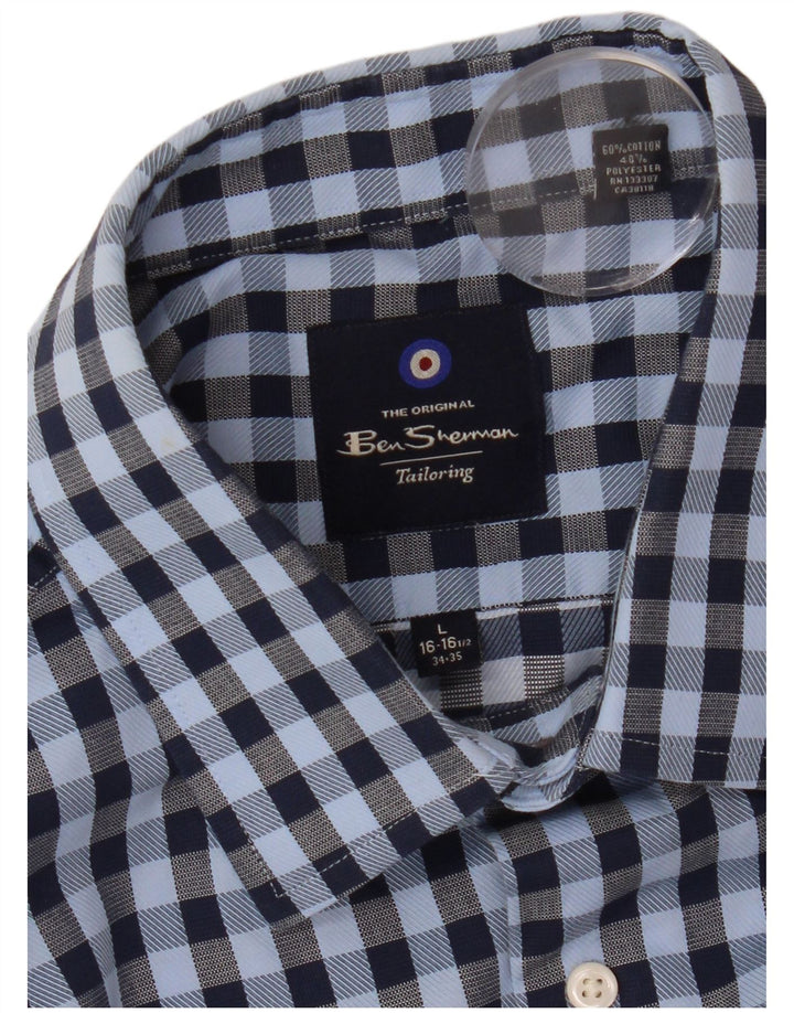 Cămașă pentru bărbați Ben Sherman Mărimea 16 1/2 mare din bumbac vichy albastru