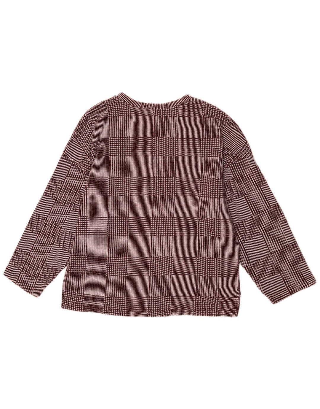 Top pentru femei Zara cu mâneci 3/4 UK 14 Medium Burgundy Check