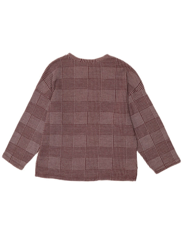 Top pentru femei Zara cu mâneci 3/4 UK 14 Medium Burgundy Check