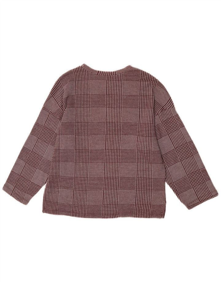 Top pentru femei Zara cu mâneci 3/4 UK 14 Medium Burgundy Check